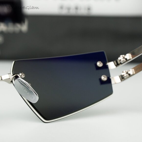 Balmain Women Sunglasses Silver Blue Mirror Geometric FIXE BPS-123E-54 BRAND NEW - Picture 7 of 11